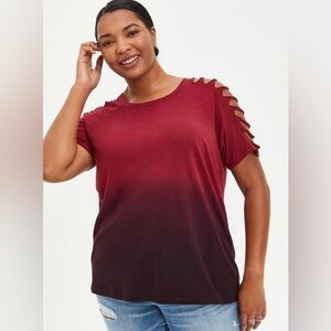 Torrid Womens Red Classic Fit Dip Dye Tee 5X NWT